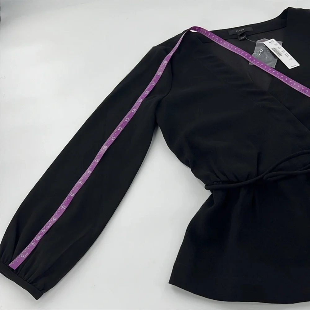 NWT J.Crew Drapey Crepe Faux-Wrap professional structured essential‎ black top